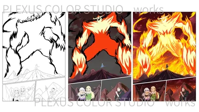 Fantasy action coloring sample